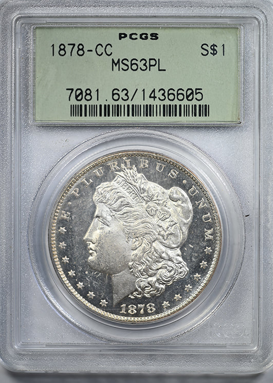 1878-CC Morgan Dollar $1 PCGS MS63PL OGH - Prooflike