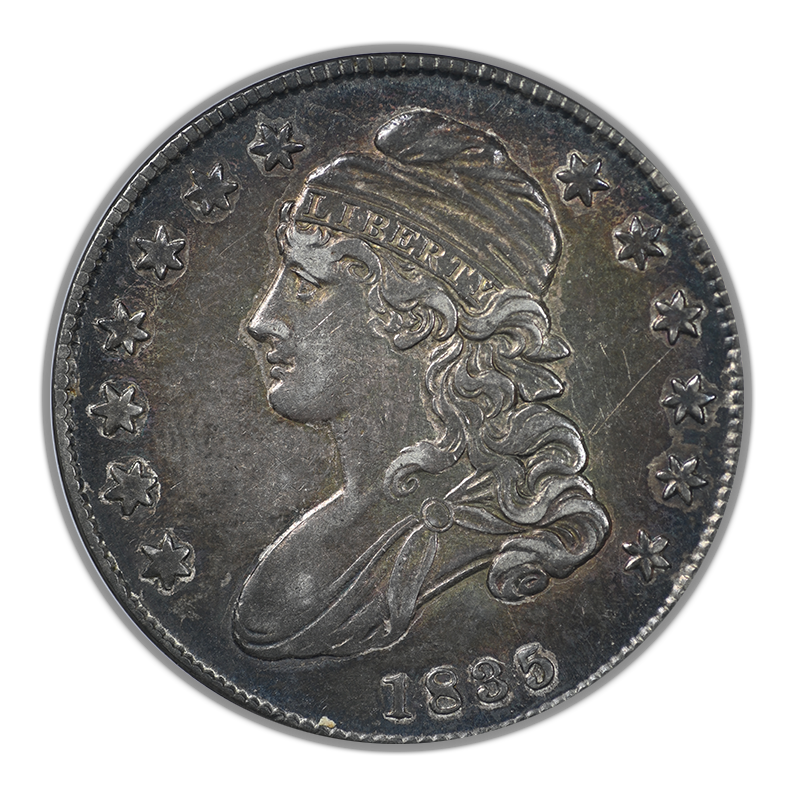1835 Capped Bust Half Dollar 50C ANACS Soapbox AU50
