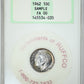 1962 Roosevelt Dime 10C NGC Fatty Sample Slab