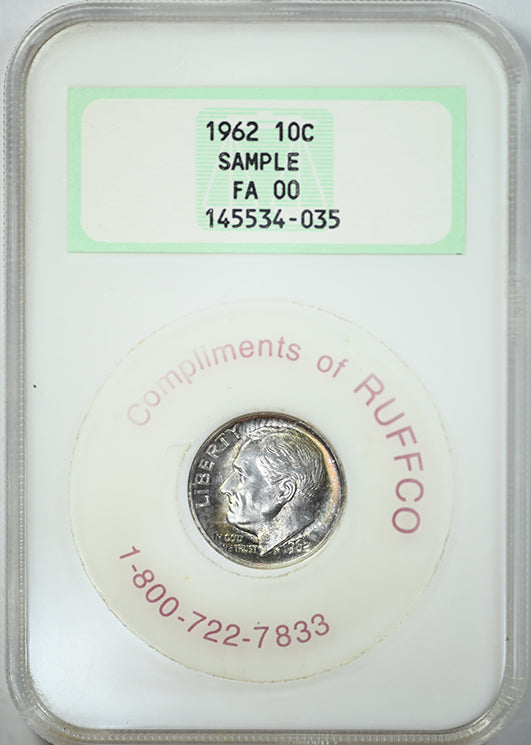 1962 Roosevelt Dime 10C NGC Fatty Sample Slab