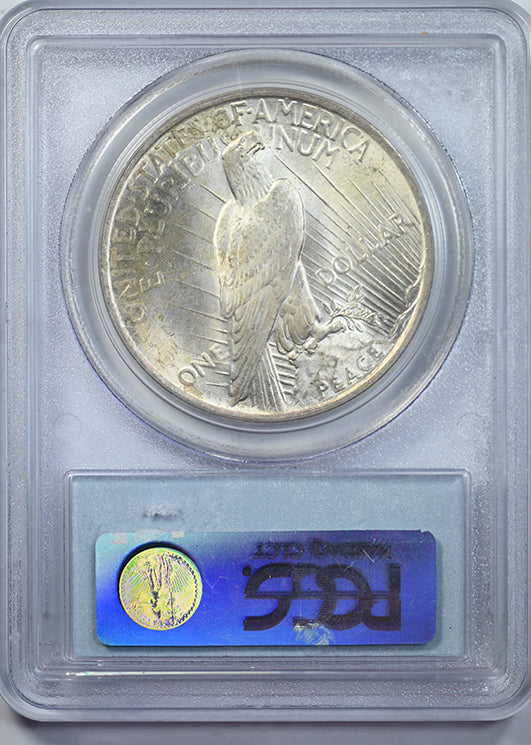 1923 Peace Dollar $1 PCGS MS62 - Mint Error Obverse Struck Thru Reverse Slab