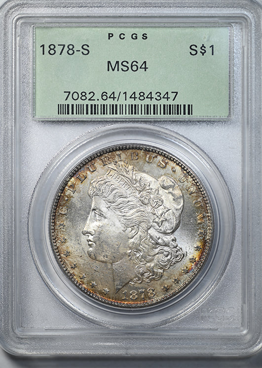 1878-S Morgan Dollar $1 PCGS MS64 OGH - TONED! Obverse Slab