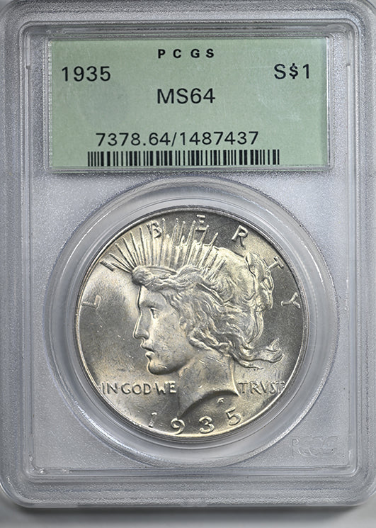 1935 Peace Dollar $1 PCGS MS64 OGH