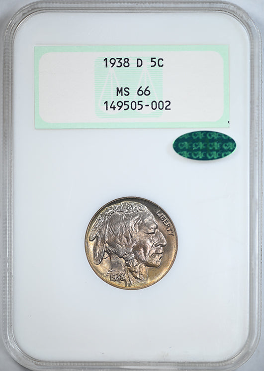 1938-D Buffalo Nickel 5C NGC Fatty MS66 CAC
