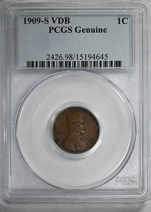 1909-S VDB Lincoln Wheat Cent 1C PCGS Genuine