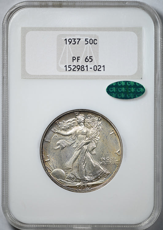 1937 Proof Walking Liberty Half Dollar 50C NGC Fatty PF65 CAC