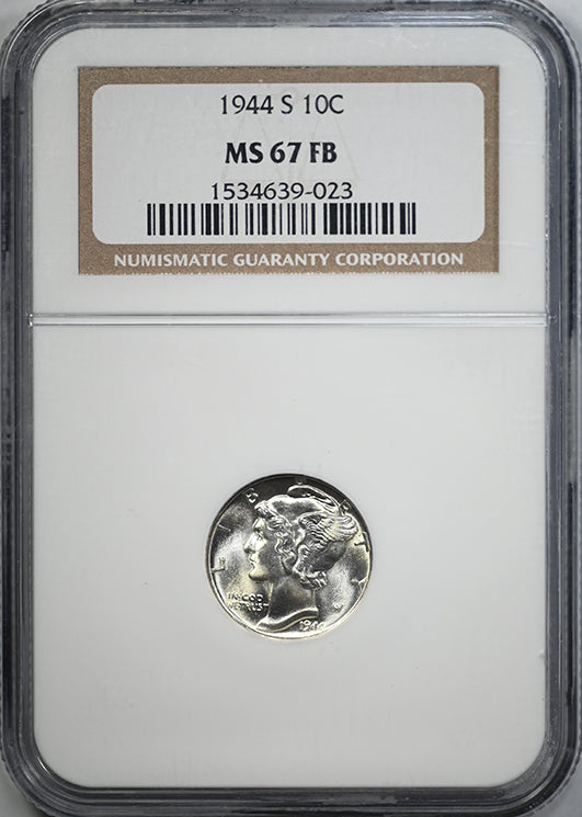 1944-S Mercury Dime 10C NGC MS67FB - Full Bands