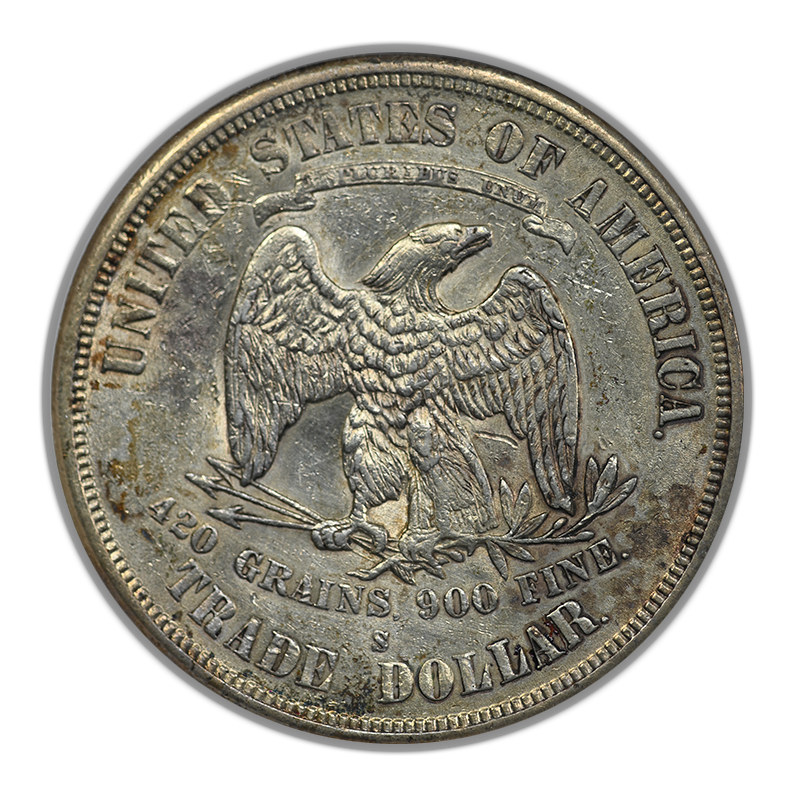 1875-S Trade Dollar T$1 ANACS Soapbox AU Details Reverse