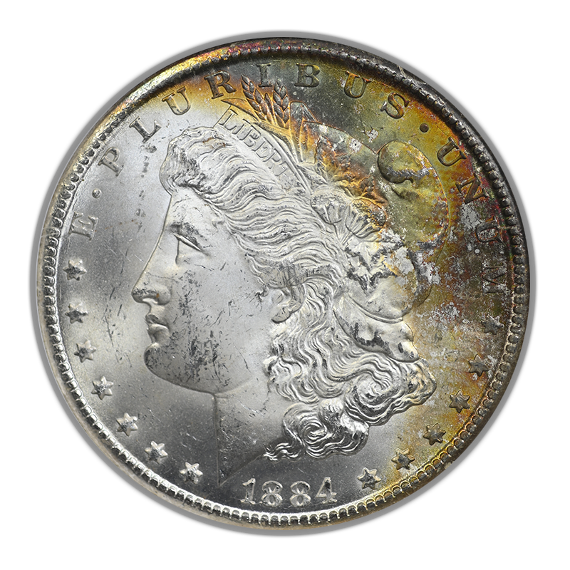 1884-CC Morgan Dollar $1 NGC MS64* Star CAC - Great Falls Collection - TONED!
