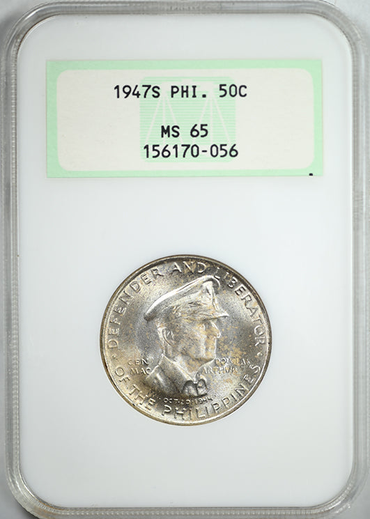1947-S USA Philippines 50C Centavos NGC Fatty MS65 - Douglas MacArthur