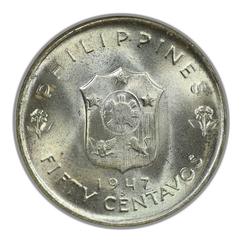 1947-S USA Philippines 50C Centavos NGC Fatty MS65 - Douglas MacArthur