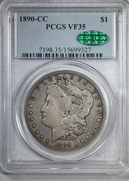 1890-CC Morgan Dollar $1 PCGS VF35 CAC