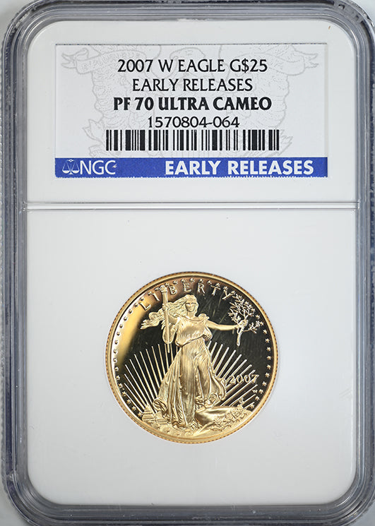 2007-W Proof American Gold Eagle G$25 NGC PR70 Ultra Cameo