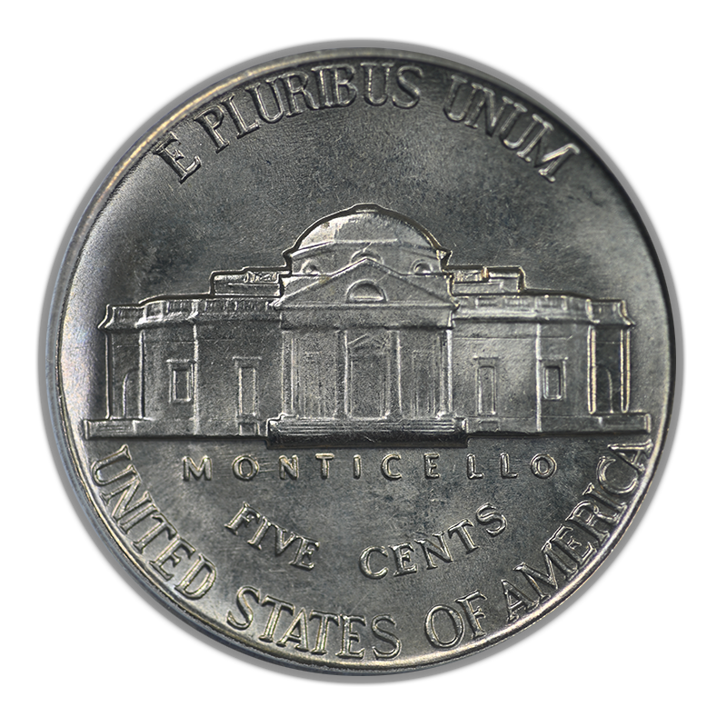1939 Jefferson Nickel 5C PCGS MS66 - Reverse of 1938