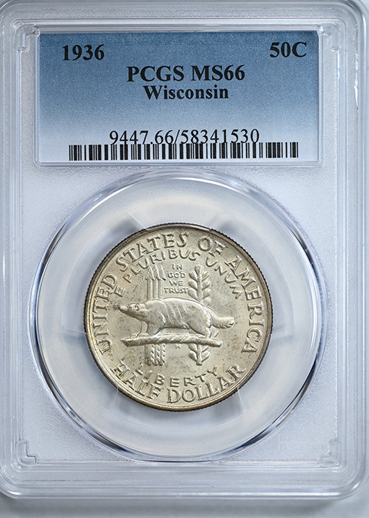 1936 Wisconsin Classic Commemorative Half Dollar 50C PCGS MS66