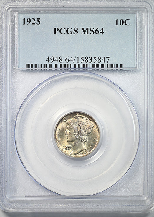 1925 Mercury Dime 10C PCGS MS64