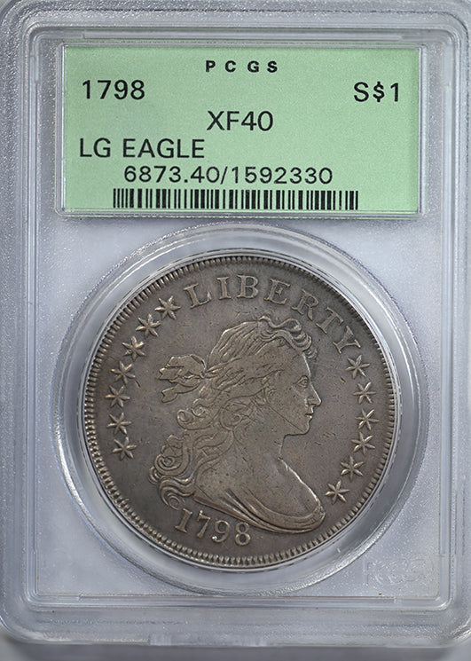 1798 Draped Bust Dollar $1 PCGS XF40 OGH - Large Eagle