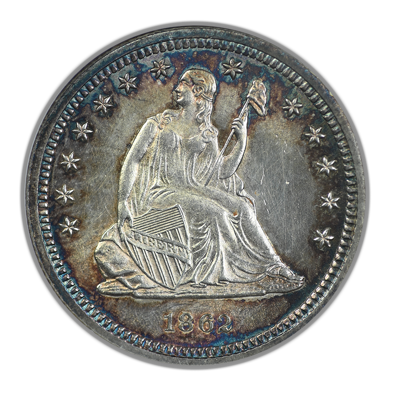 1862 Liberty Seated Quarter 25C NGC Fatty MS63 - TONED!