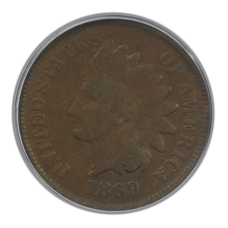 1869/69 Indian Head Cent 1C PCGS G06 RPD FS-301 S-3 Repunched Date