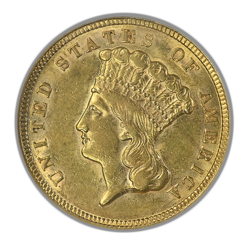 1854 Indian Princess Gold Three Dollar Piece $3 NGC AU58