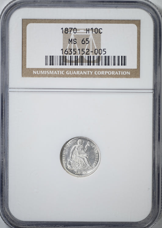 1870 Liberty Seated Half Dime H10C NGC MS65