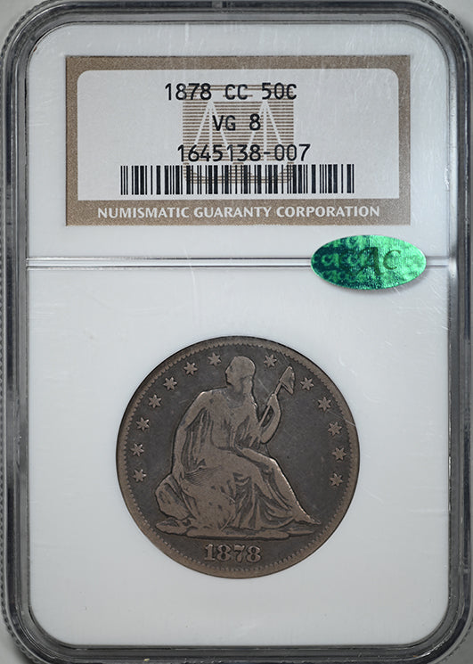 1878-CC Liberty Seated Half Dollar 50C NGC VG8 CAC