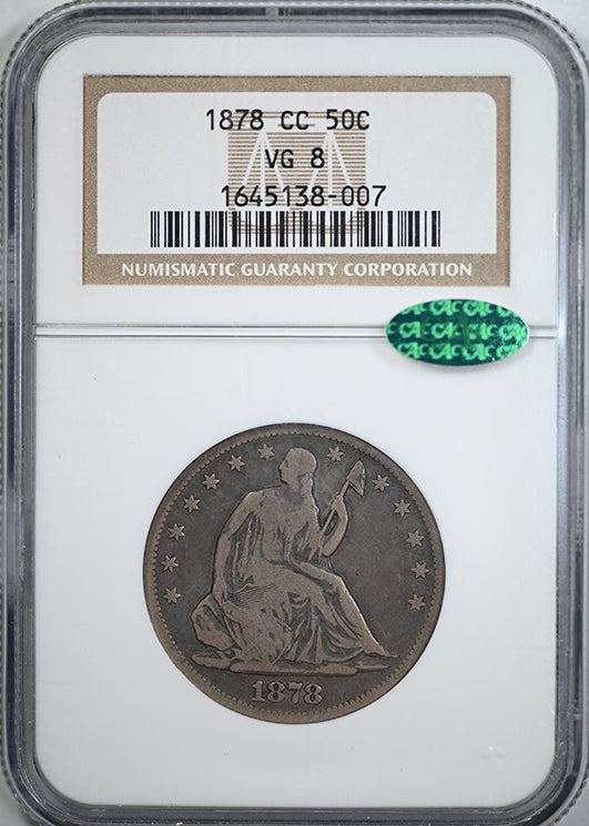 1878-CC Liberty Seated Half Dollar 50C NGC VG8 CAC