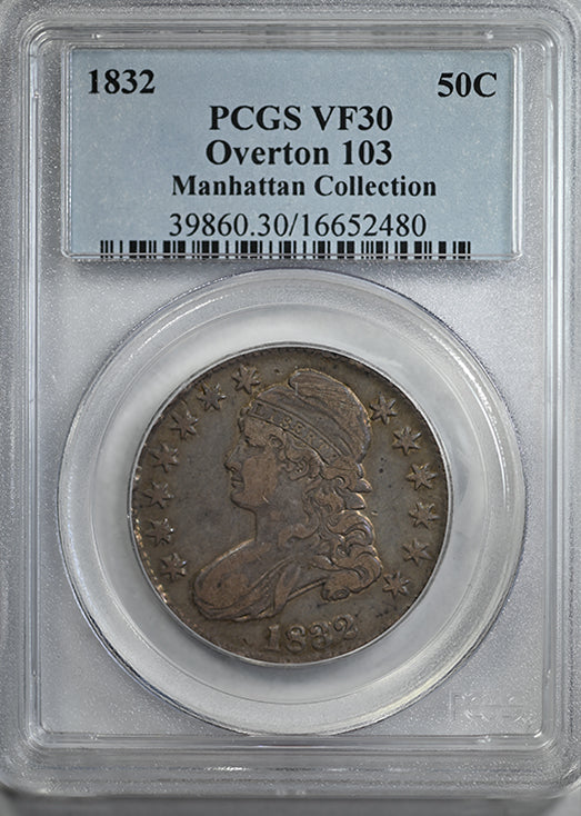 1832 Capped Bust Half Dollar 50C PCGS VF30 - Overton 103