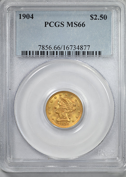 1904 Liberty Head Gold Quarter Eagle $2.50 PCGS MS66