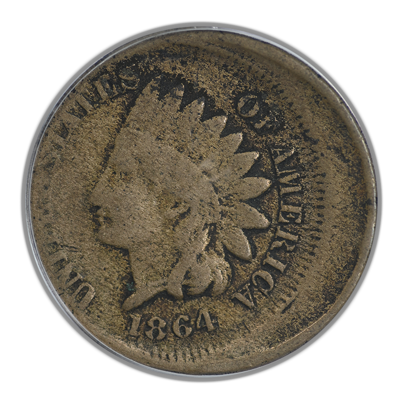 1864 Indian Head Cent 1C PCGS Mint Error VG08 - Struck 15% Off Center