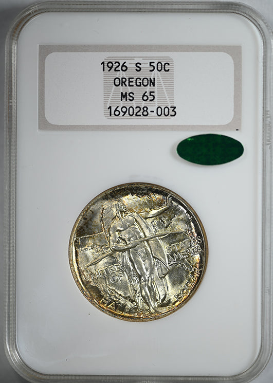 1926-S Oregon Trail Classic Commemorative Half Dollar 50C NGC Fatty MS65 CAC
