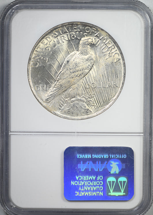 1923 Peace Dollar $1 NGC Mint Error MS63 Curved Clip @ 11:00