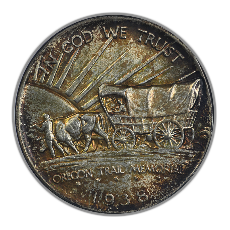 1938 Oregon Trail Classic Commemorative Half Dollar 50C NGC MS66 - TONED! Reverse