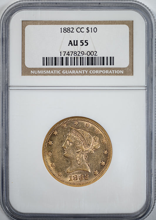 1882-CC Liberty Head Gold Eagle $10 NGC AU55 Obverse Slab