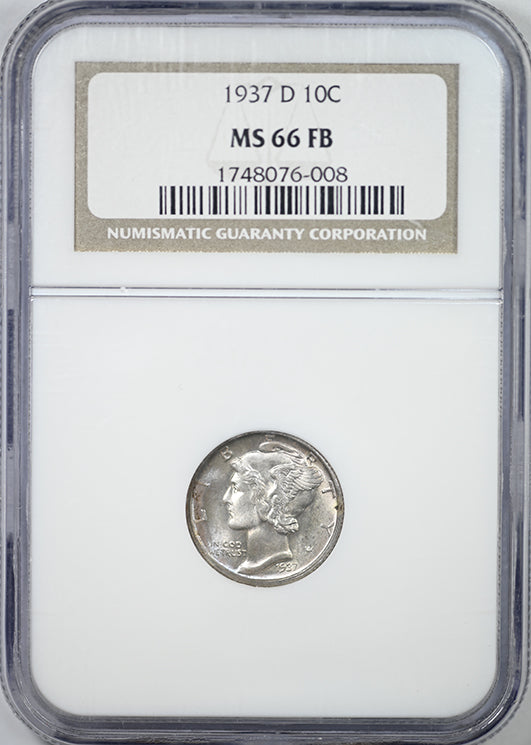 1937-D Mercury Dime 10C NGC MS66FB - Full Bands