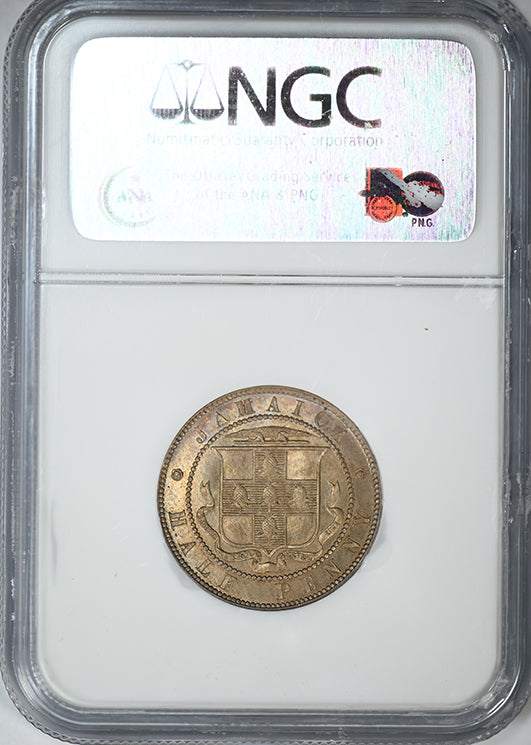 1888 Jamaica 1/2P Half Penny NGC MS63