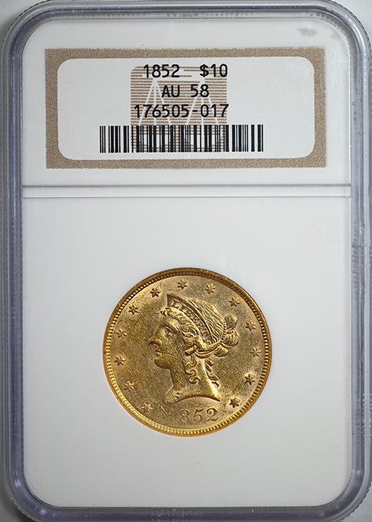 1852 Liberty Head Gold Eagle $10 NGC AU58