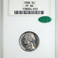 1939 Proof Jefferson Nickel 5C NGC Fatty PF66 CAC