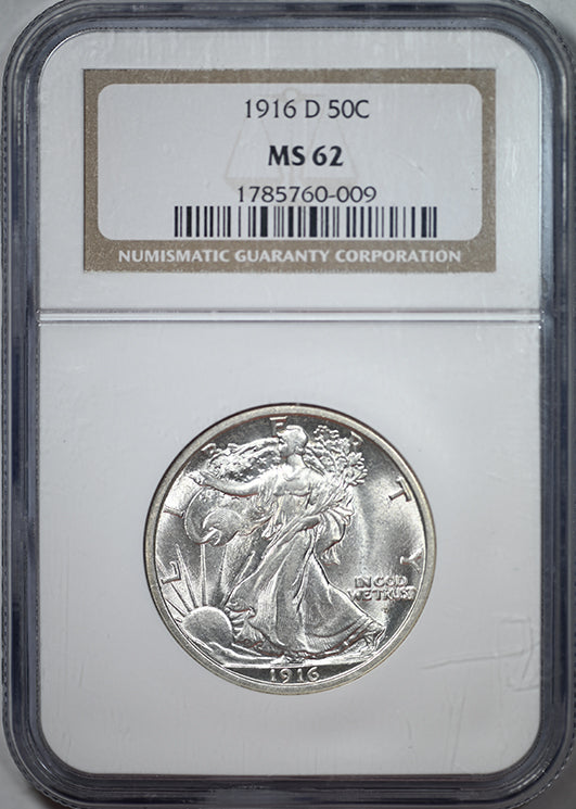 1916-D Walking Liberty Half Dollar 50C NGC MS62