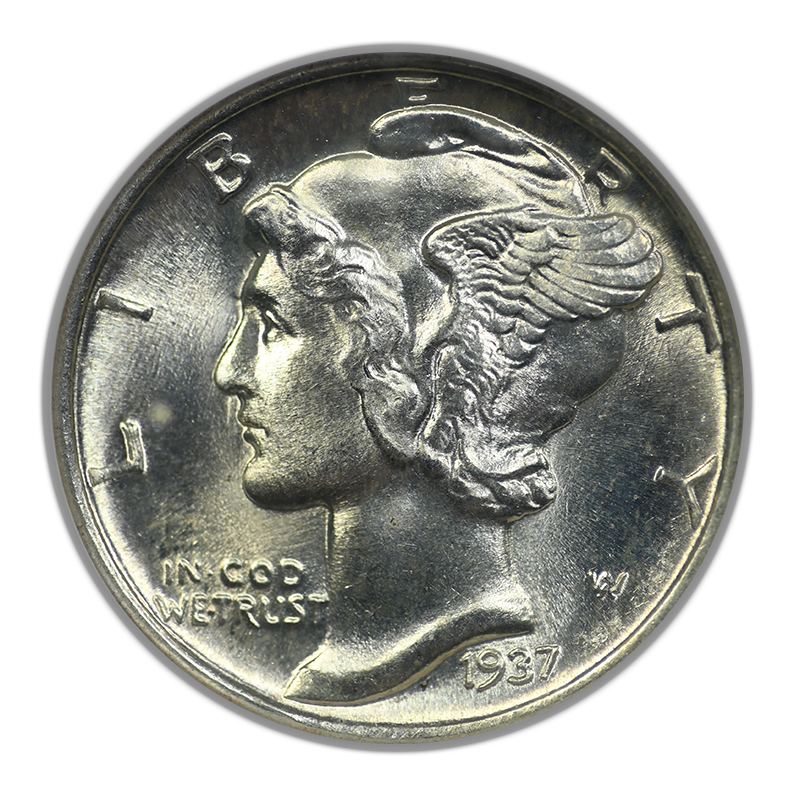 1937 Mercury Dime 10C NGC MS65FB - Full Bands