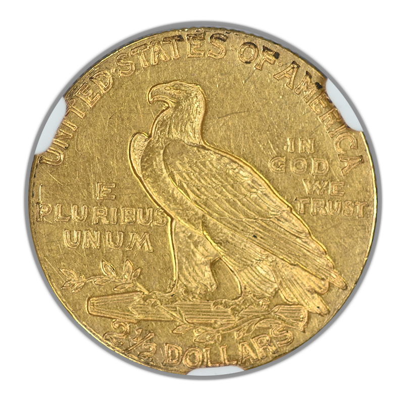 1911-D Weak D Indian Head Gold Quarter Eagle $2.50 NGC AU58 Reverse
