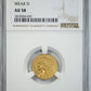 1911-D Weak D Indian Head Gold Quarter Eagle $2.50 NGC AU58 Obverse Slab