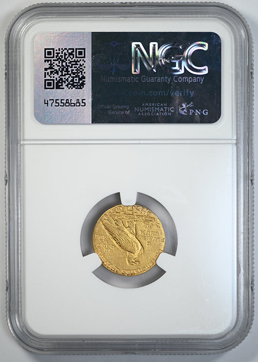 1911-D Weak D Indian Head Gold Quarter Eagle $2.50 NGC AU58 Reverse Slab