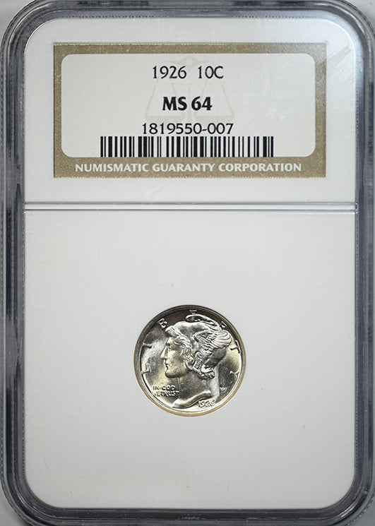 1926 Mercury Dime 10C NGC MS64