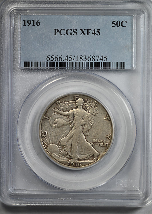 1916 Walking Liberty Half Dollar 50C PCGS XF45