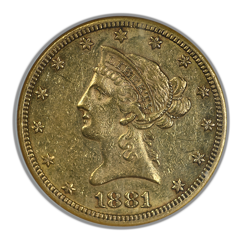 1881-CC Liberty Head Gold Eagle $10 NGC AU50 CAC Obverse