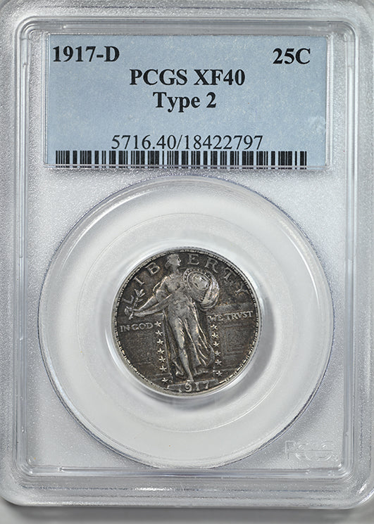 1917-D Doubled Die Reverse Type 2 Standing Liberty Quarter 25C PCGS XF40 DDR FS-801