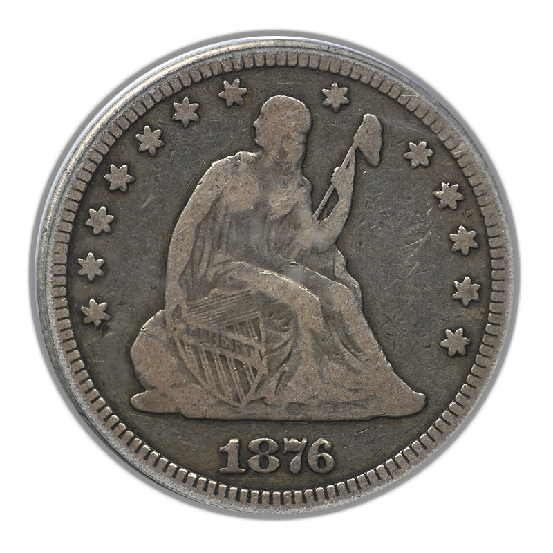 1876-CC Liberty Seated Quarter 25C PCGS F12 CAC Obverse