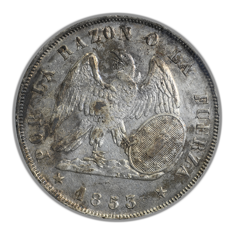 1853-So Chile 1 Peso PCGS Certified S.S. Central American Treasure