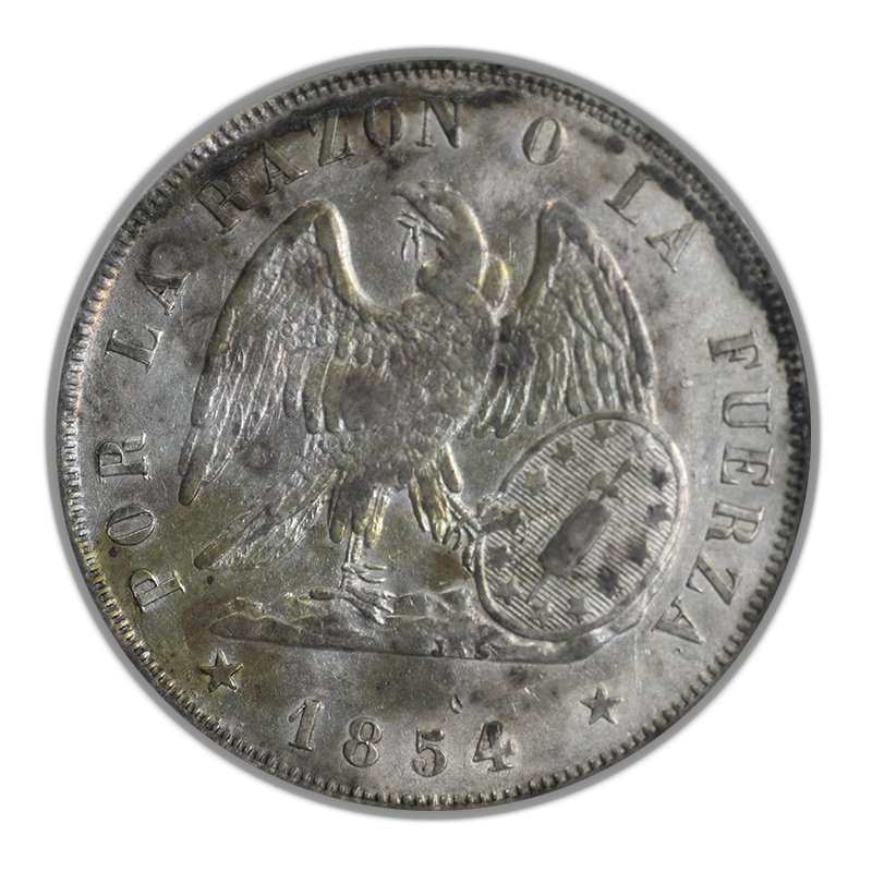 1854-So Chile 1 Peso PCGS Certified S.S. Central American Treasure